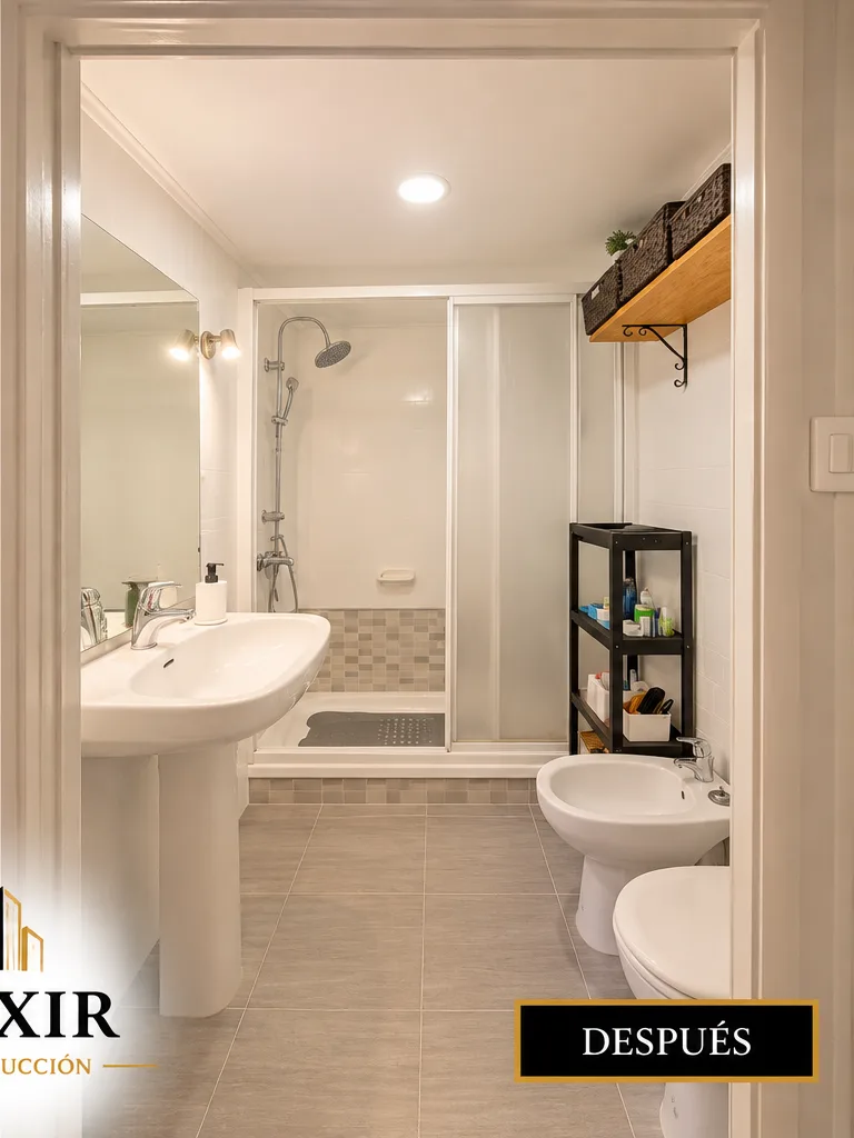 Resultado final de la reforma de baño realizada por Elixir Construcción en Sevilla