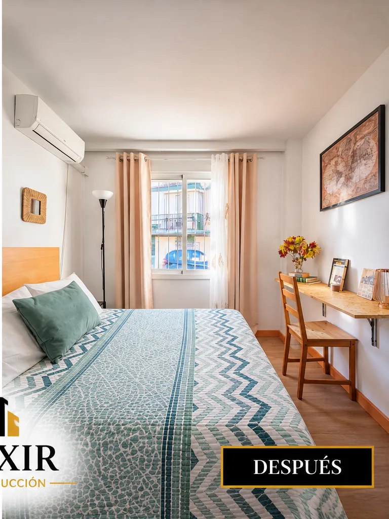 Resultado final de la reforma del dormitorio realizada por Elixir Construcción en Sevilla